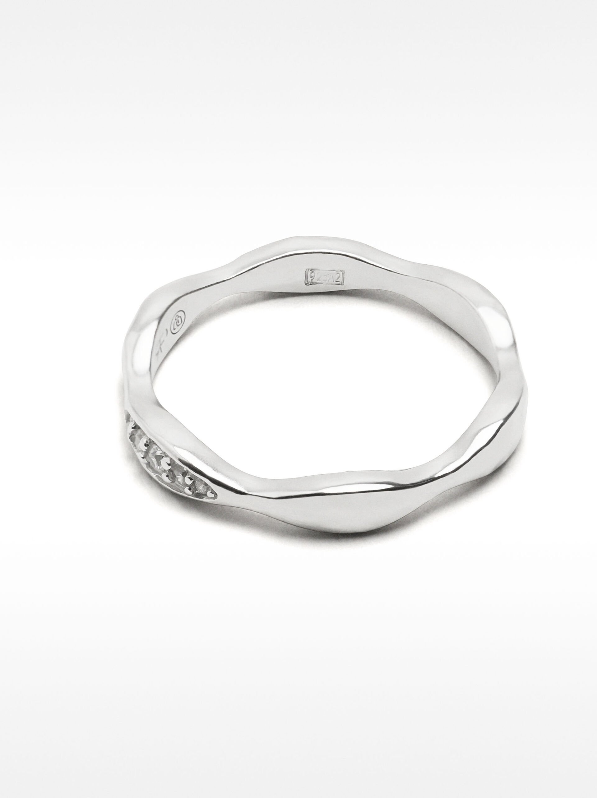 Anello onda con zirconi – argento sterling 925 image number 4.0
