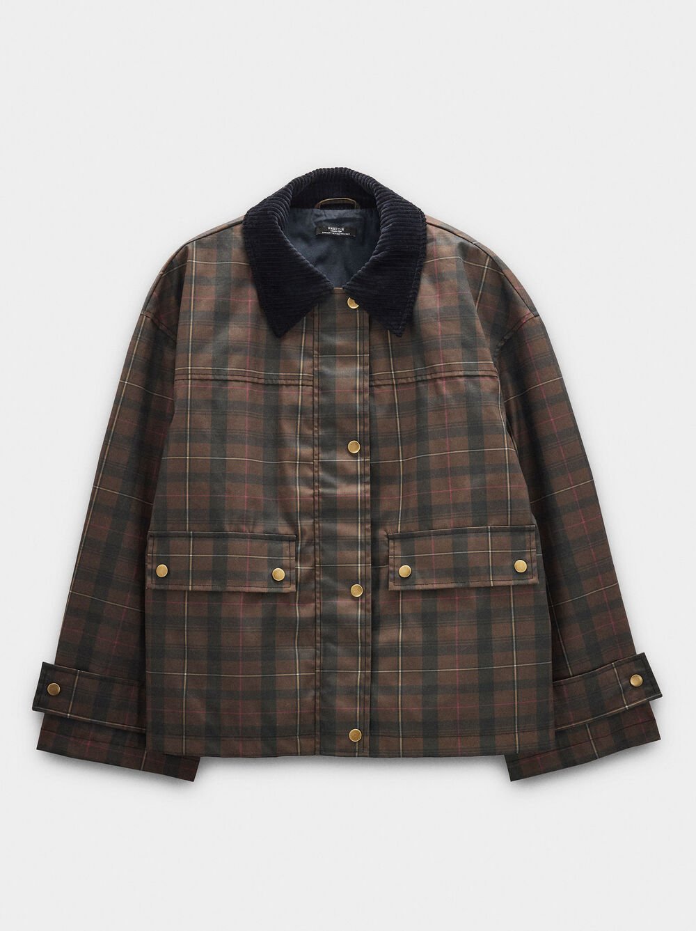 Jacket with squares and contrast collar