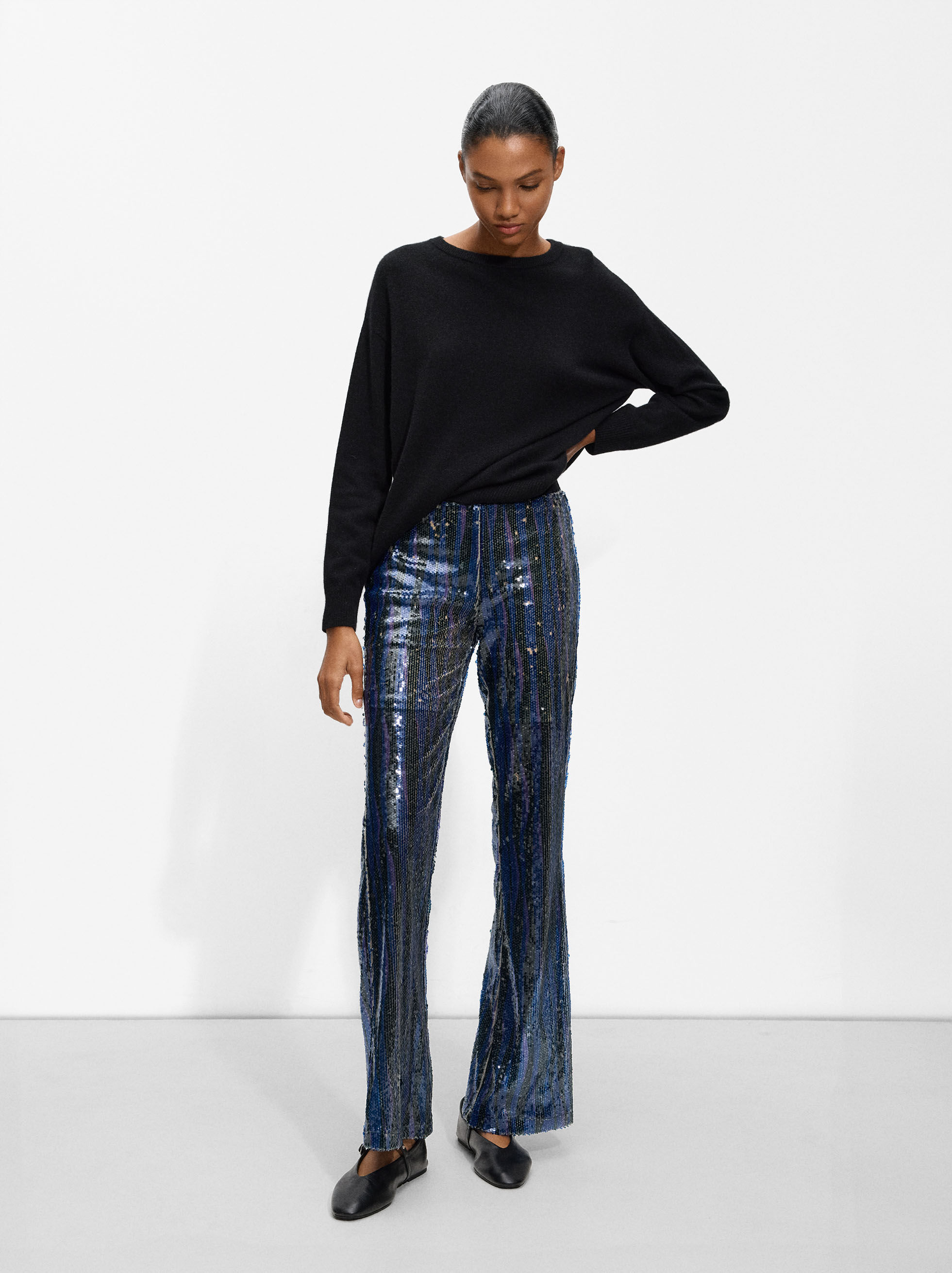 Sequin flared trousers on sale