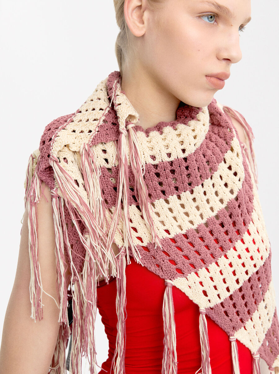 Striped shawl with fringes