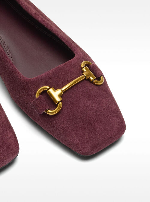 Ankle-strap leather ballet flats