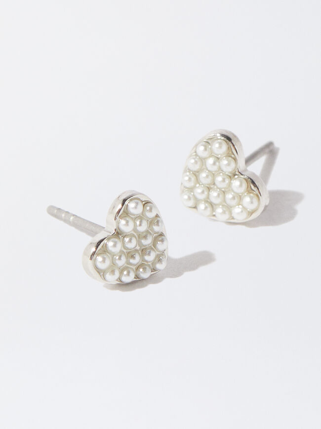 Heart Earrings With Pearls image number 1.0