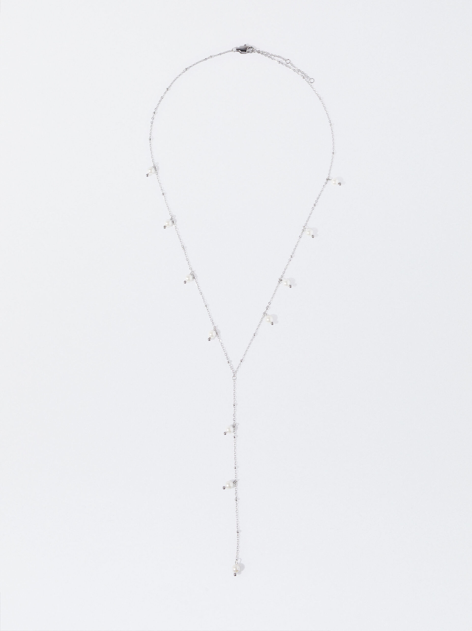 Stainless Steel Necklace With Pearls image number 2.0