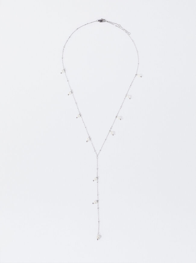 Stainless Steel Necklace With Pearls image number 2.0
