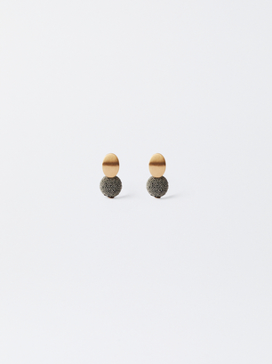 Short Earrings With Rhinestones, , hi-res