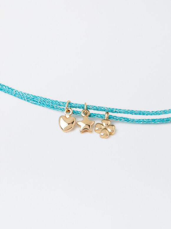 Adjustable Bracelet With Charms, Blue, hi-res