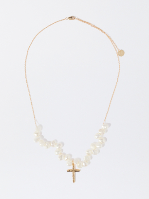 Silver 925 Necklace With Freshwater Pearls, White, hi-res