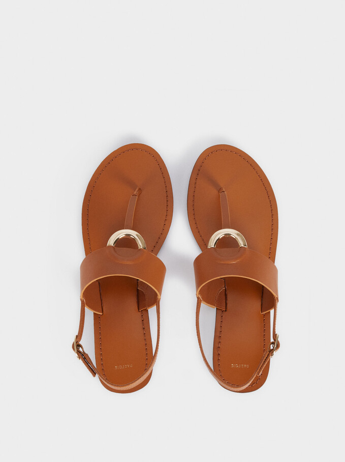 Flat Strappy Sandals, Camel, hi-res
