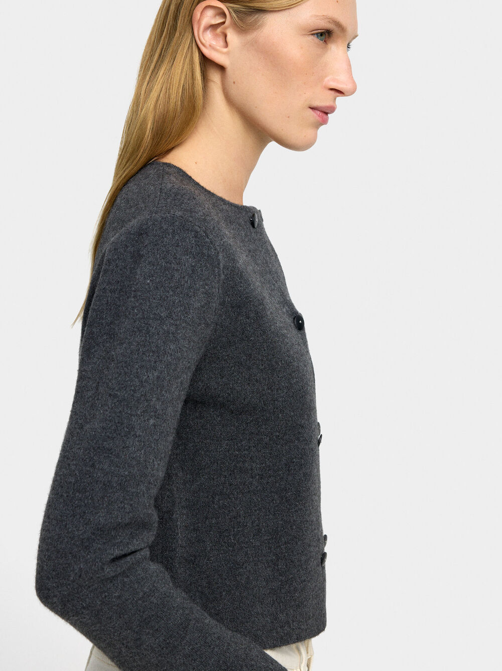 Knit cardigan with double buttons