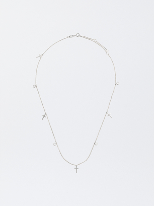 Silver 925 Choker With Cross, Silver, hi-res