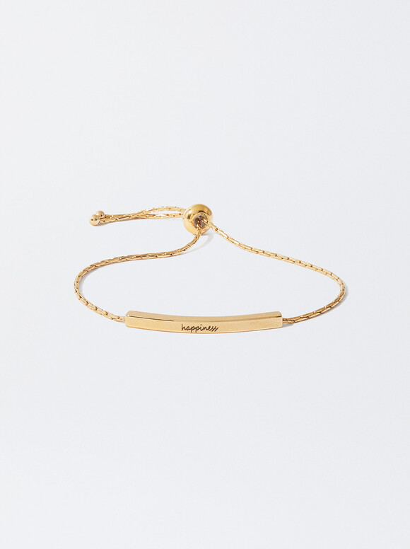 Customisable Gold Steel Bracelet, Golden, hi-res