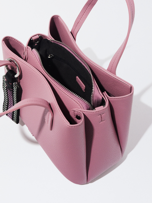 Tote Bag With Pendant, Pink, hi-res