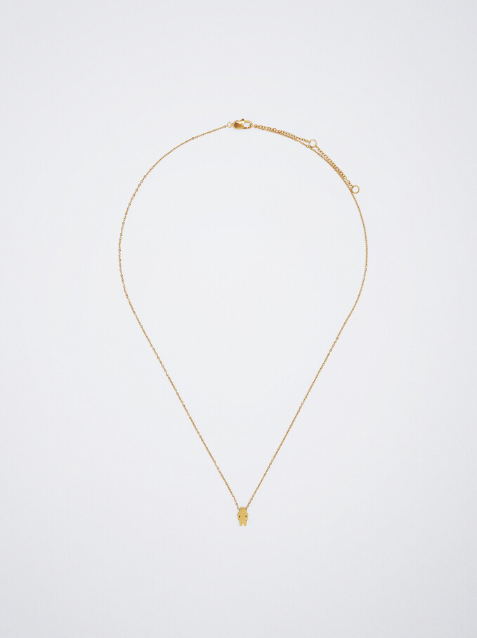 Collier En Acier Avec Fille, Doré, hi-res