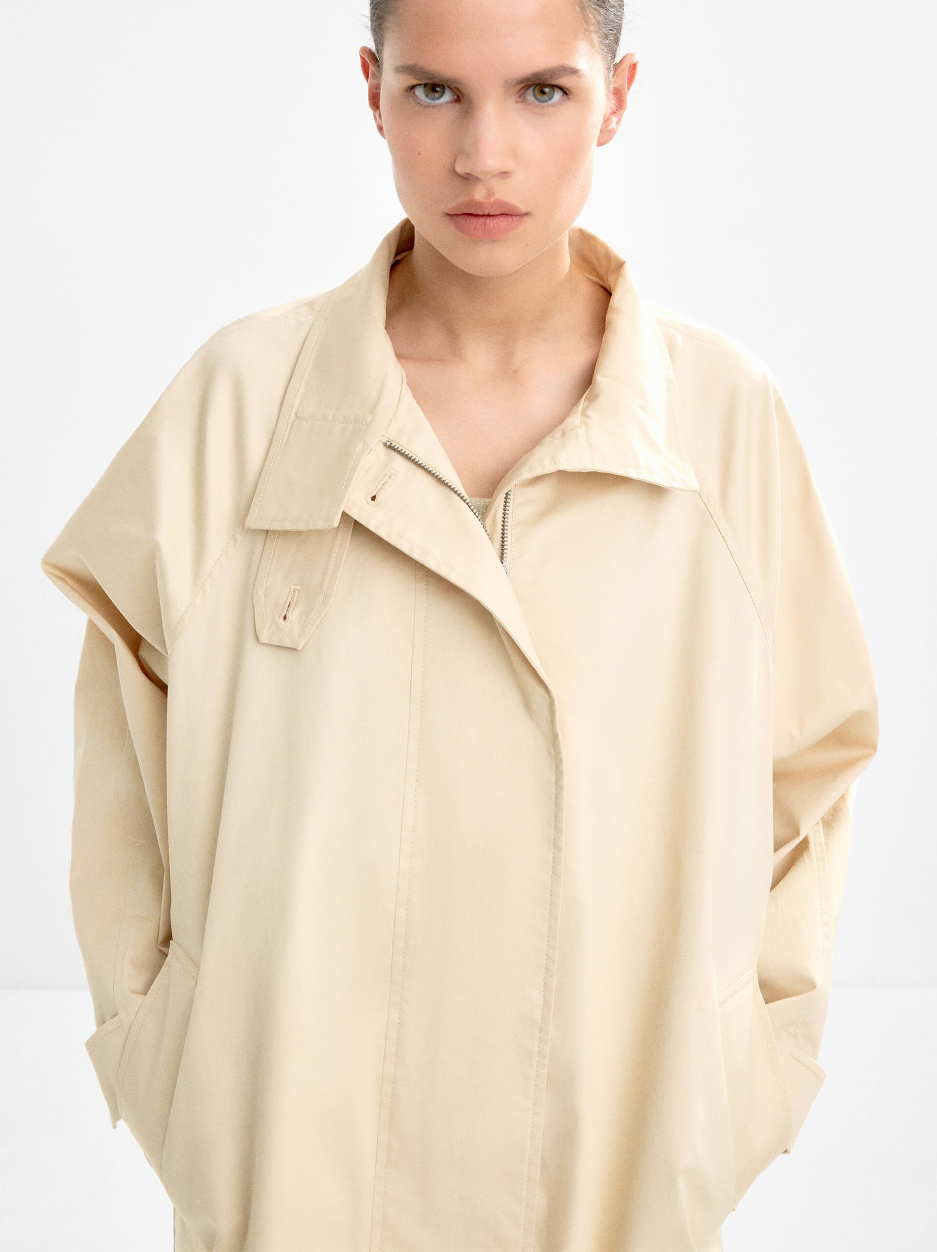 High-neck cotton coat image number 4.0
