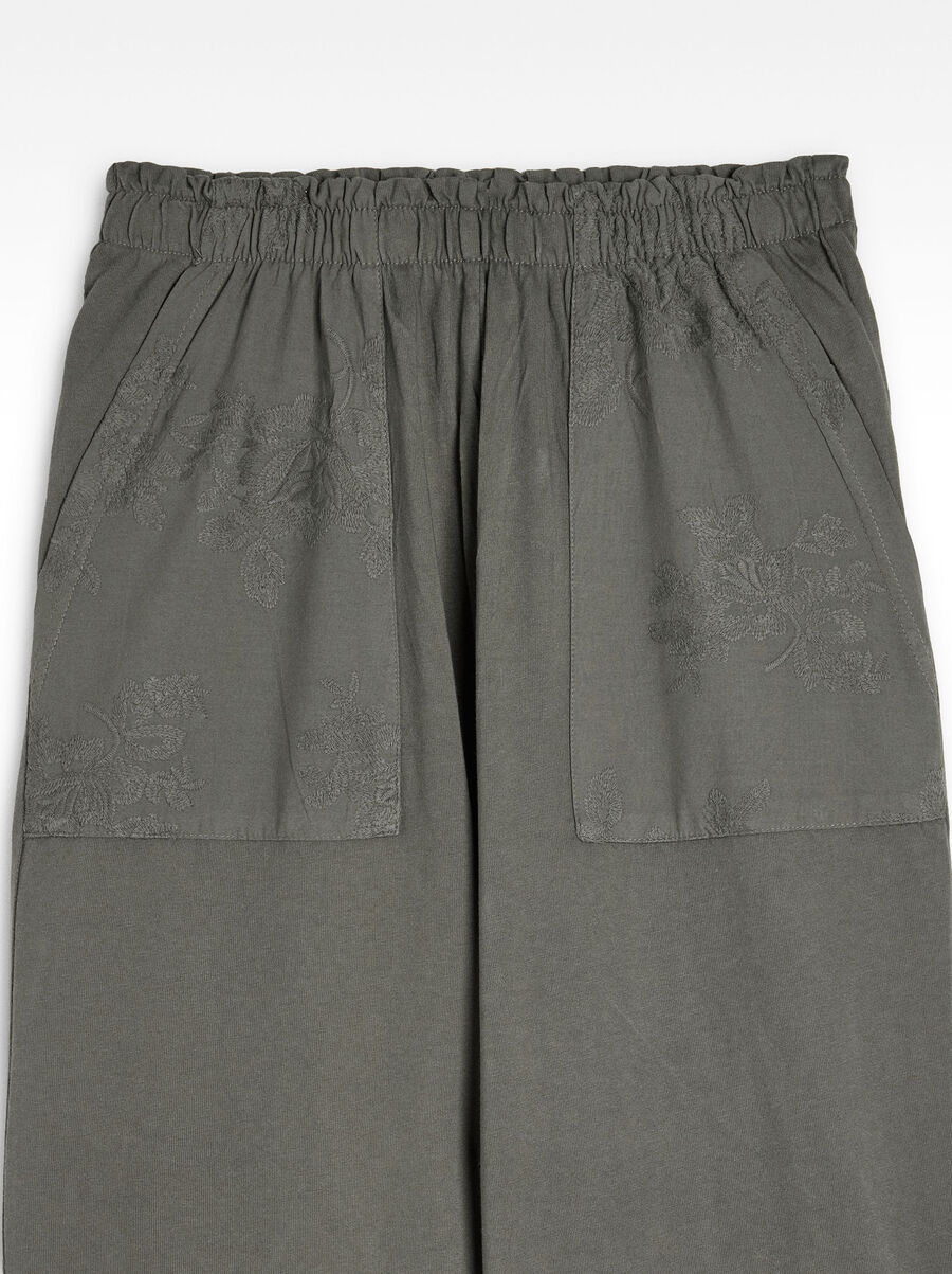 Pantalon 100 % coton avec broderie