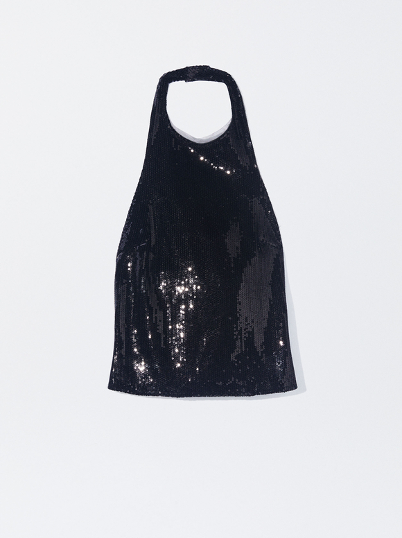 Online Exclusive - Sequin Top, Black, hi-res