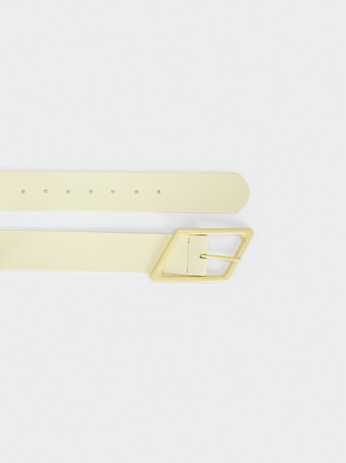 Plain Belt With Buckle, Yellow, hi-res