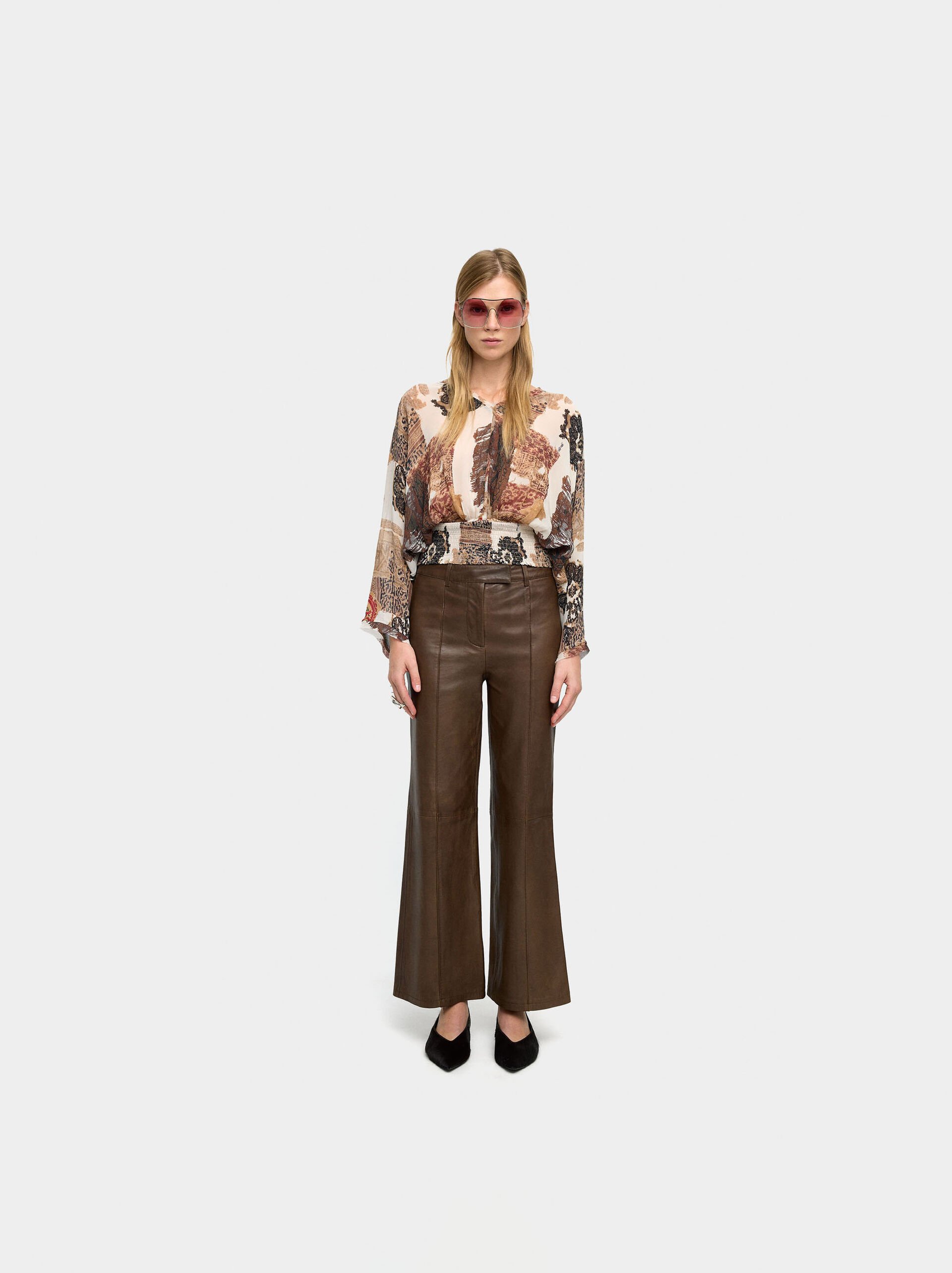Blouse with semi-transparent print image number 6.0