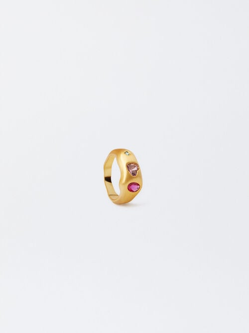 Gold-plated zirconia ring 18k