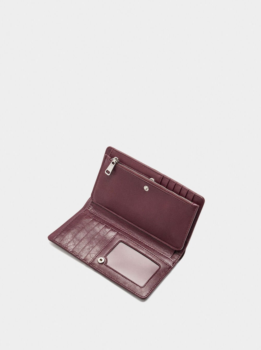 Plain wallet with cracked effect XL