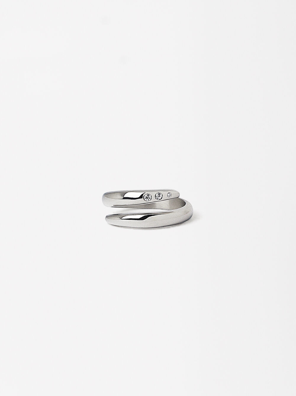 Stainless Steel Ring With Crystals