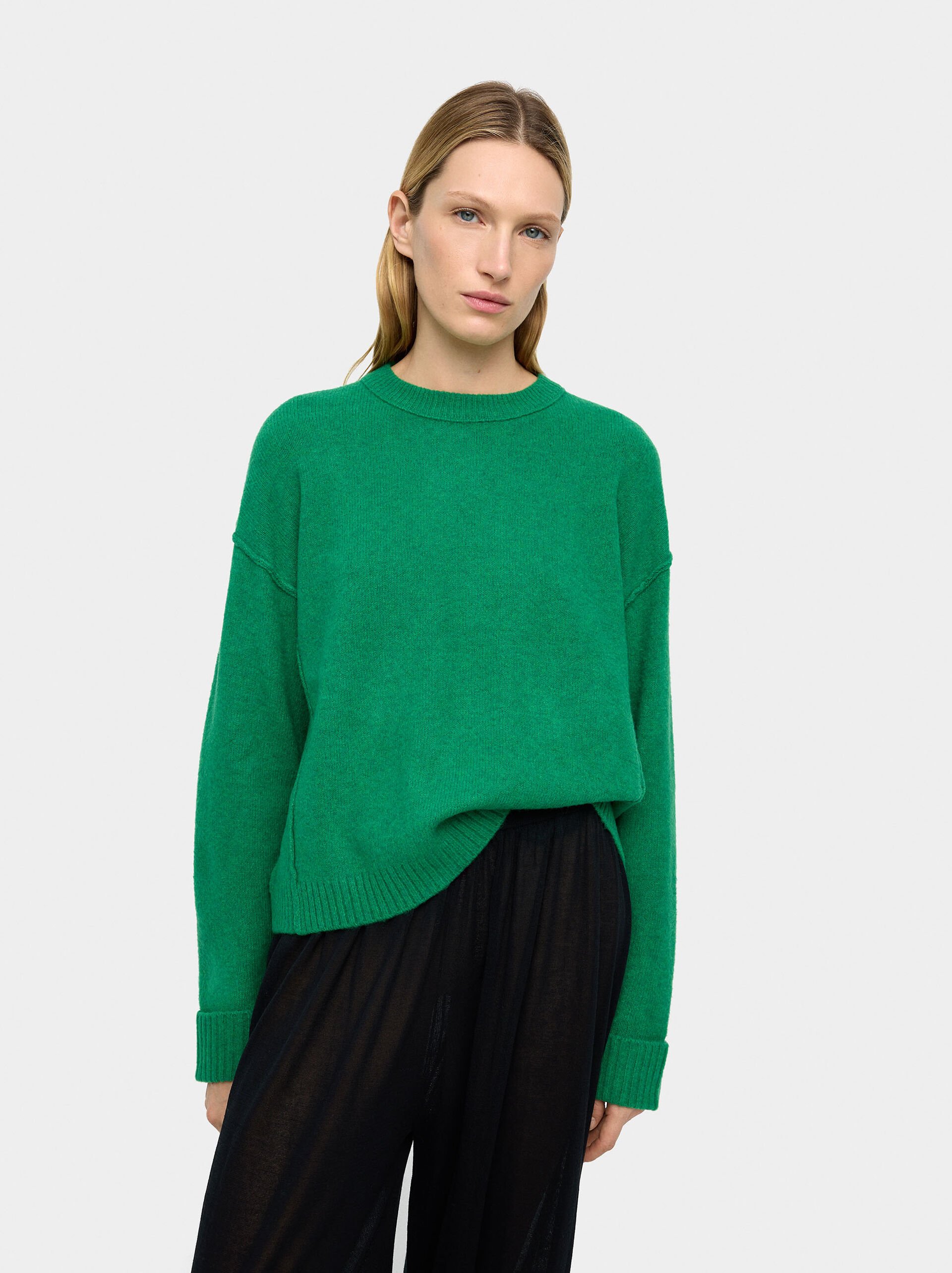 Plain knit sweater image number 1.0