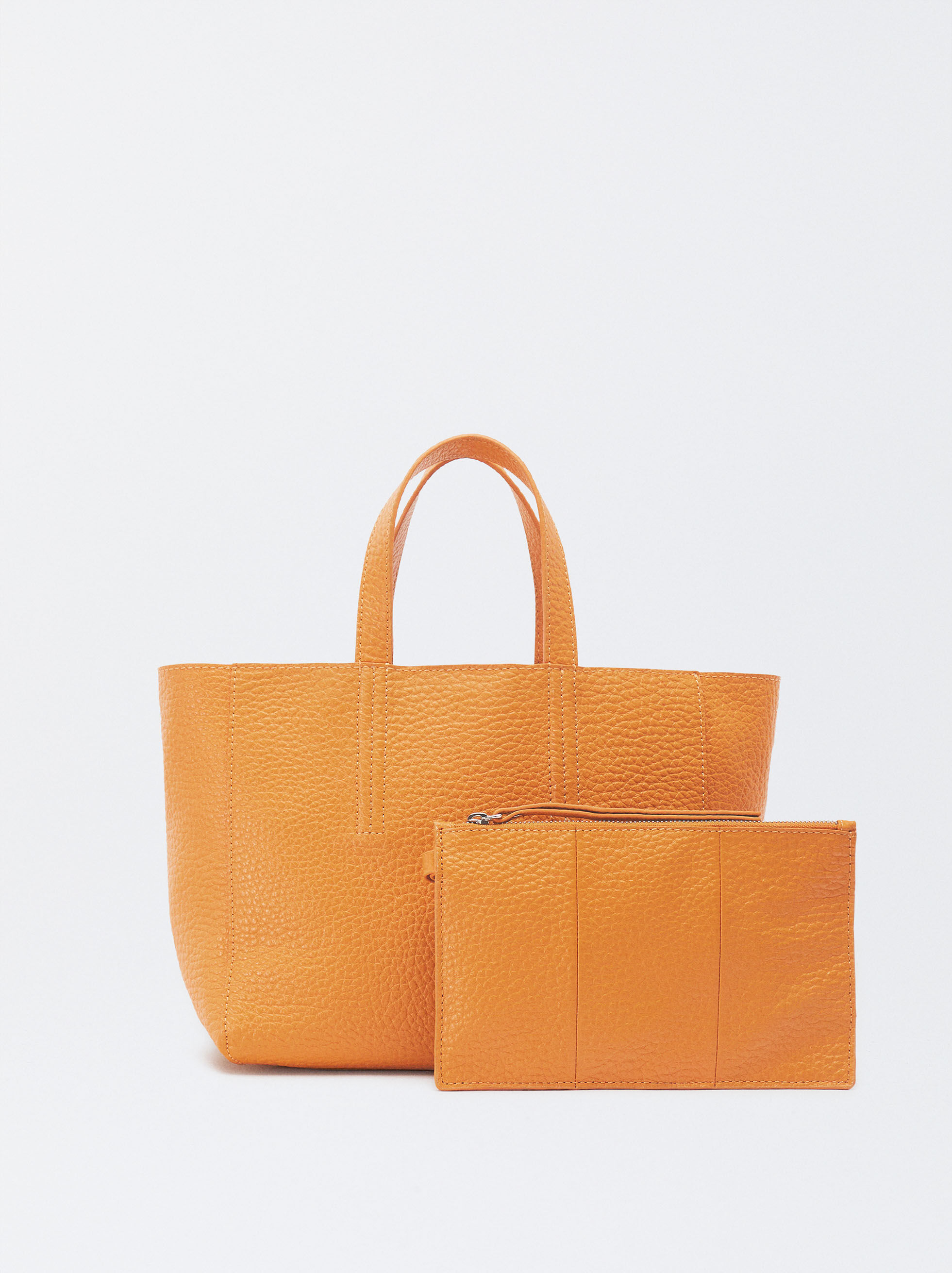 Personalized Metallic Leather Tote Bag Golden Parfois