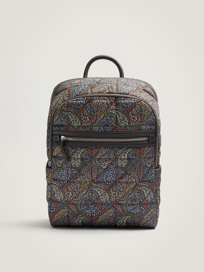 Nylon Backpack For 15” Laptop, Brown, hi-res