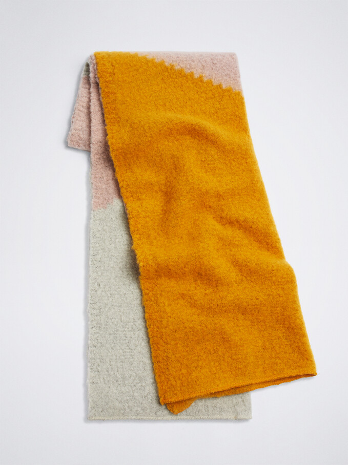 Color Block Blanket Scarf, Yellow, hi-res