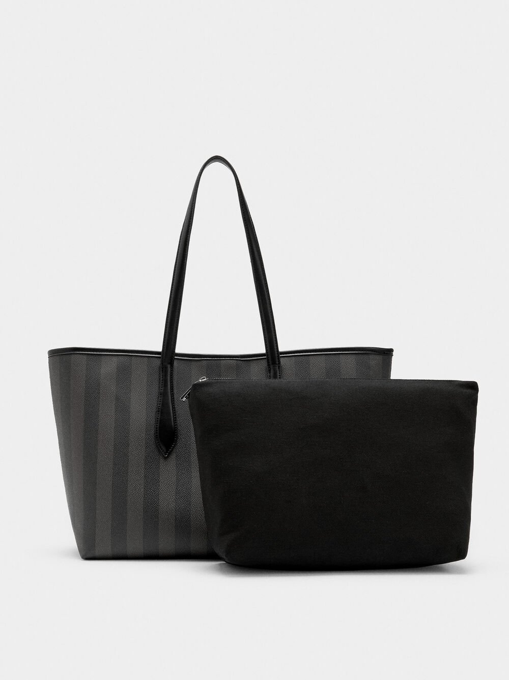 Mala shopper às riscas bolsa removível