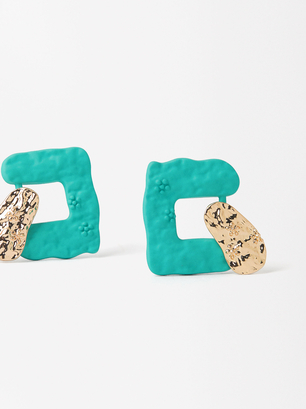 Earrings With Matte Effect, Green, hi-res