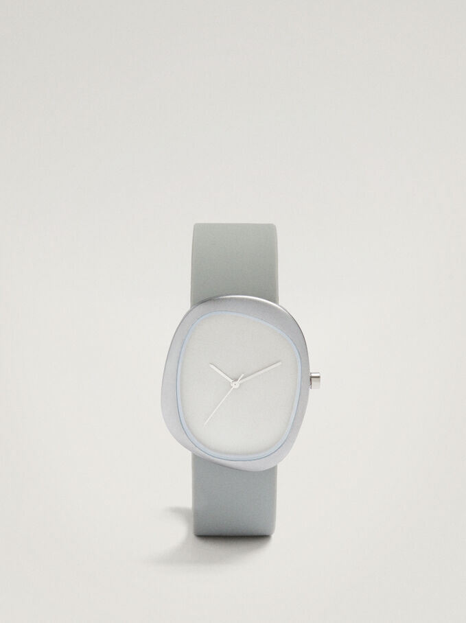Relógio Bracelete De Silicone, Cinzento, hi-res