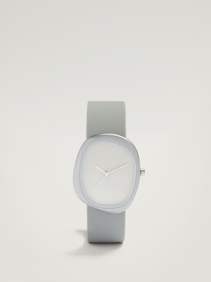 Watch With Silicone Strap, Grey, hi-res
