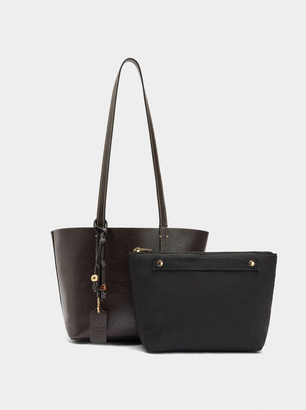 Reversible shopper bag with removable pouch M