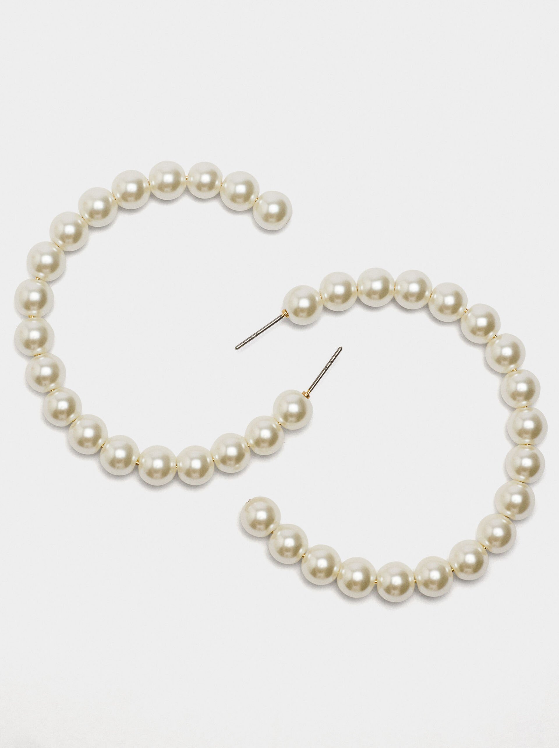 Open hoop earrings with pearls image number 1.0