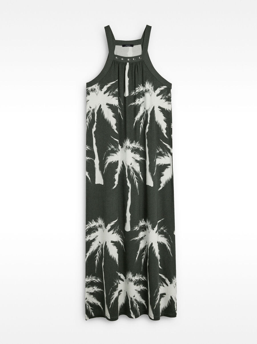Langes Kleid mit Palmendruck