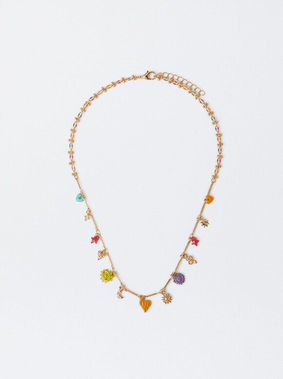 Multicolor Necklace With Charms, Multicolor, hi-res