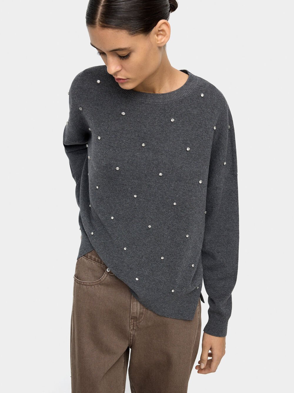 Pull en maille avec cristaux