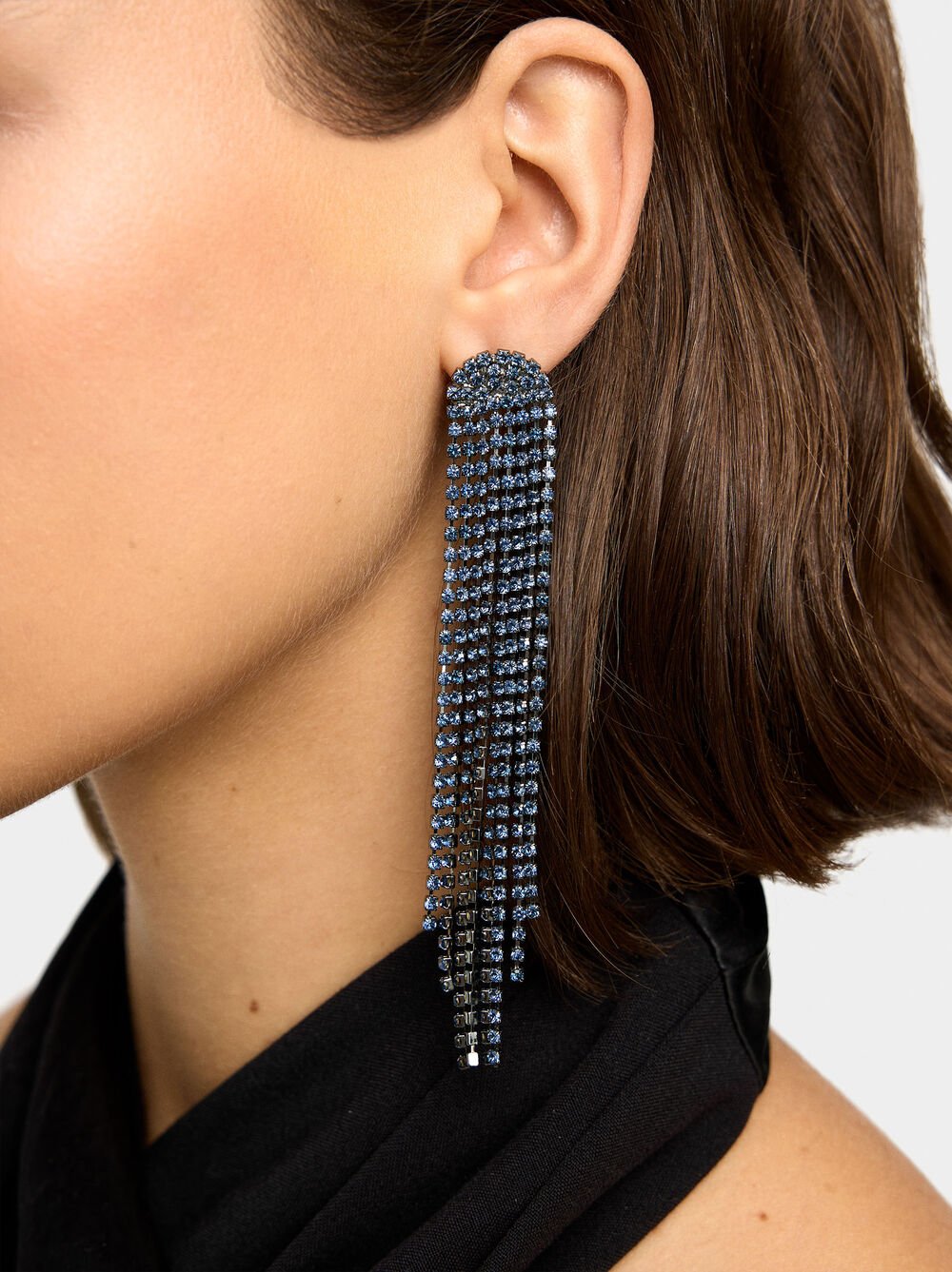 Maxi long earrings with crystals