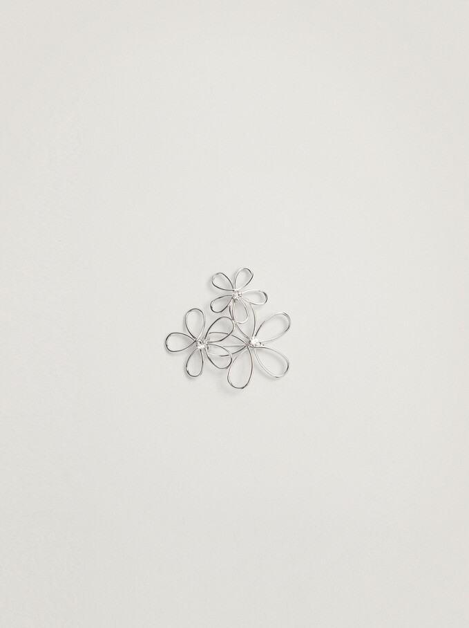 Flower Brooch, Silver, hi-res