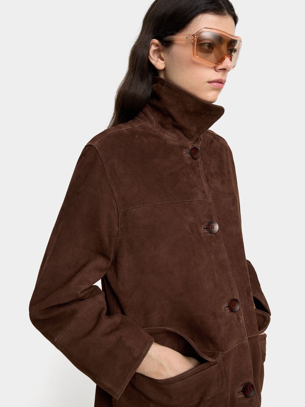 Leather jacket with pockets