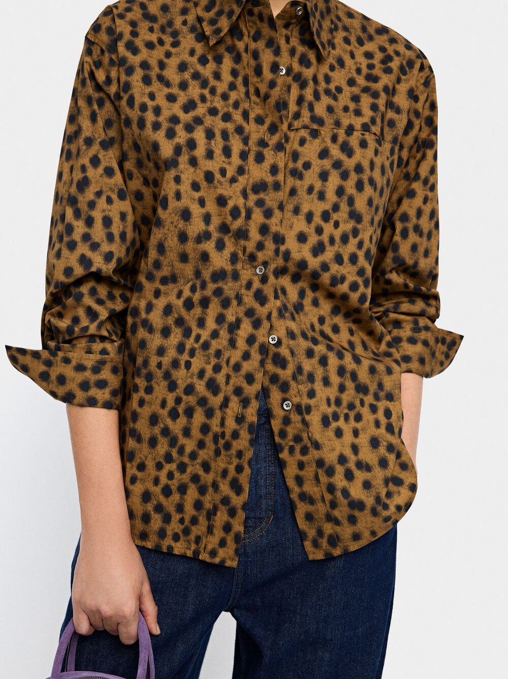 Camisa de estampado animal 100% algodón