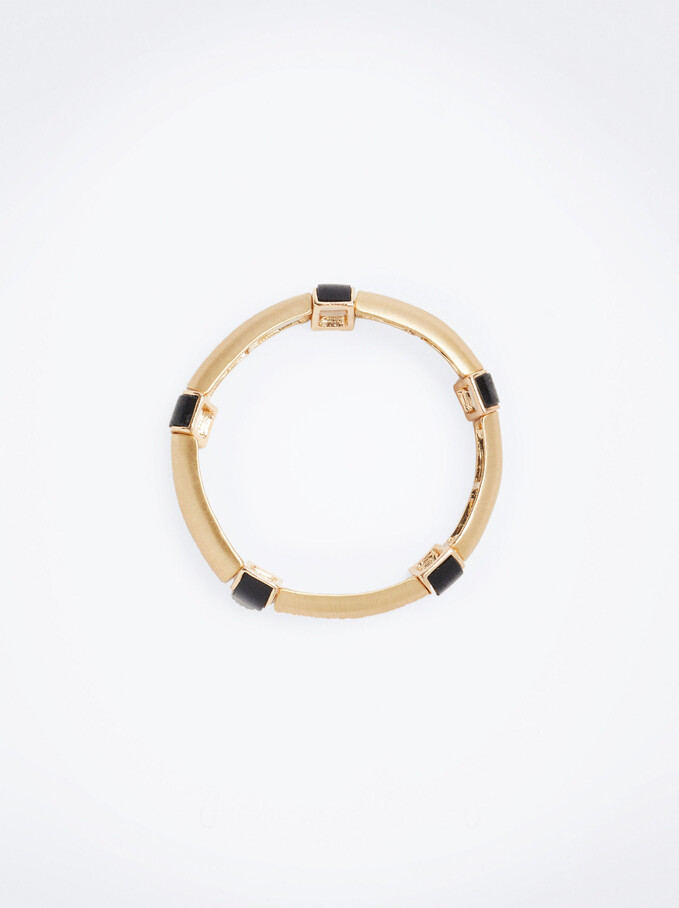 Two-Tone Elastic Bracelet, Black, hi-res