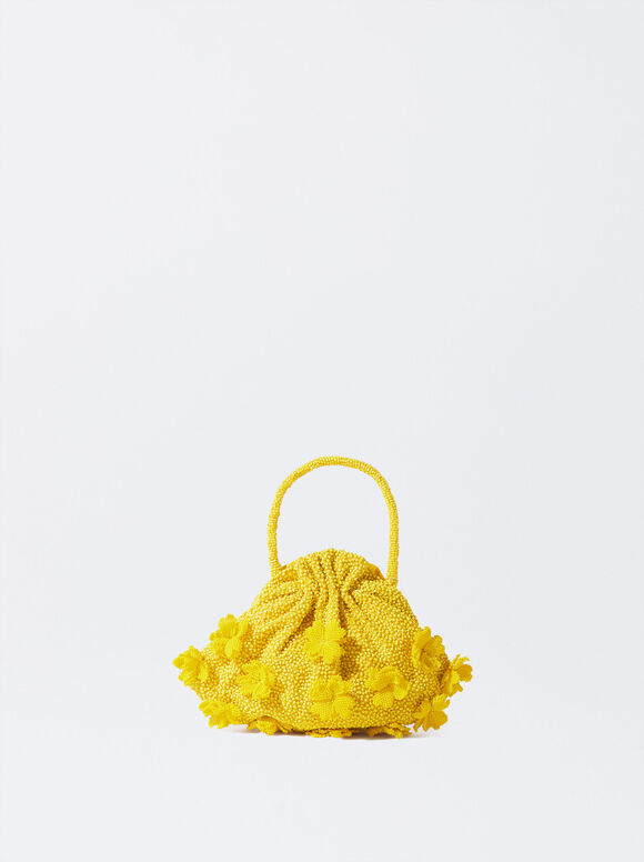 Handbag With Beads, Yellow, hi-res