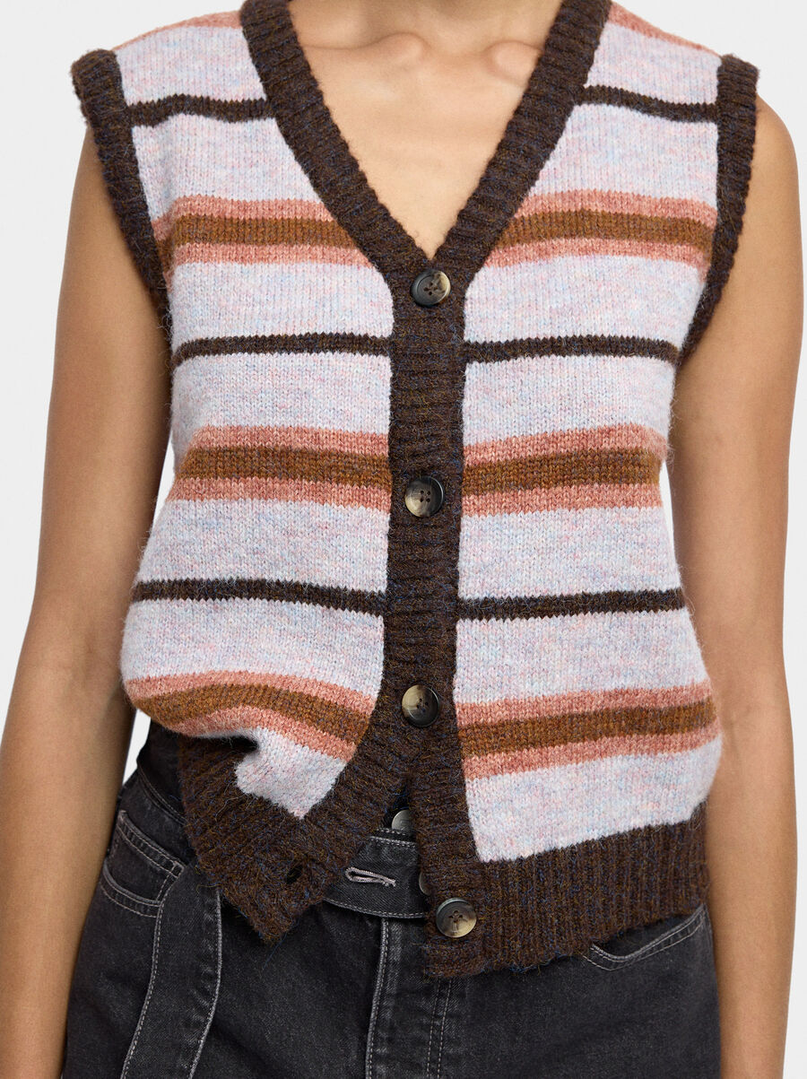 Knit vest with stripes