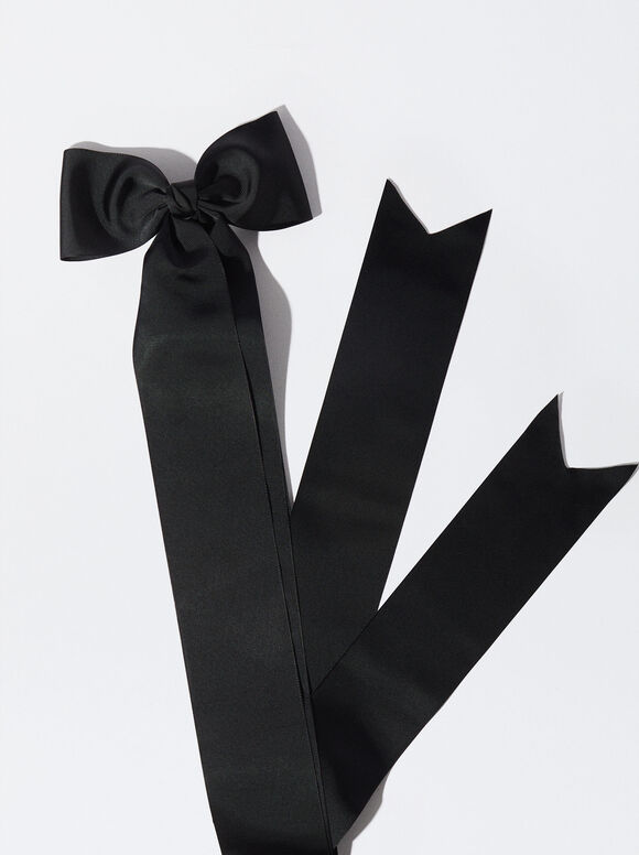 Online Exclusive - French Hair Clip With Bow, Black, hi-res