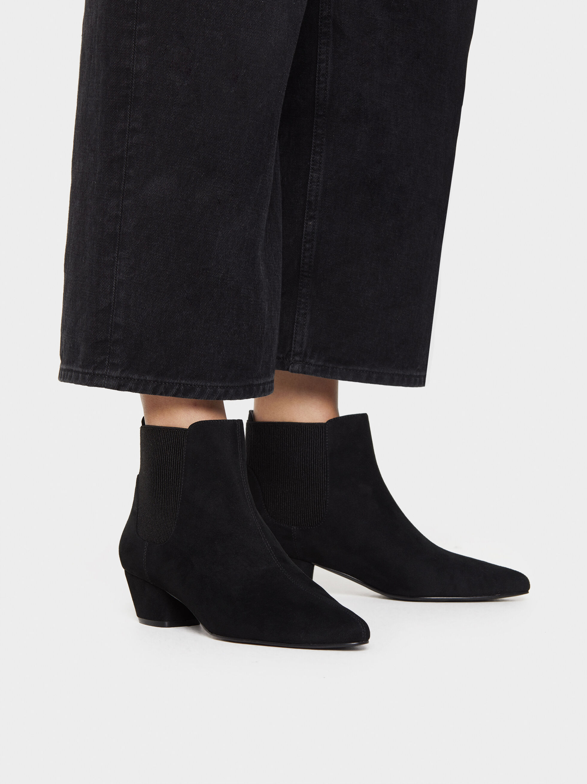 Faux Suede Ankle Boots With Elastic 