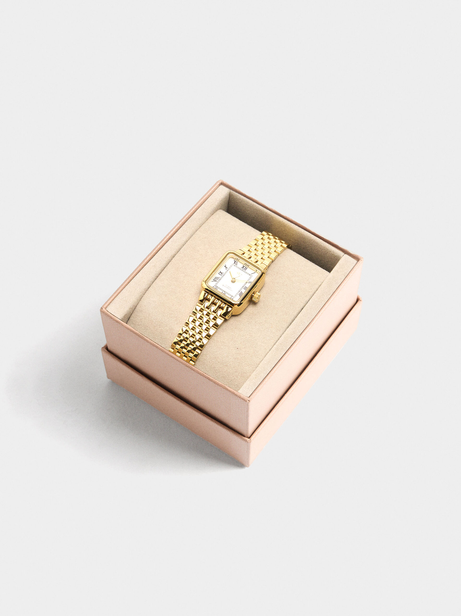 Reloj rectangular pulsera de acero inoxidable image number 4.0