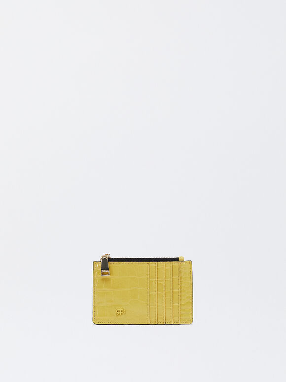 Card Holder With Leather, Yellow, hi-res