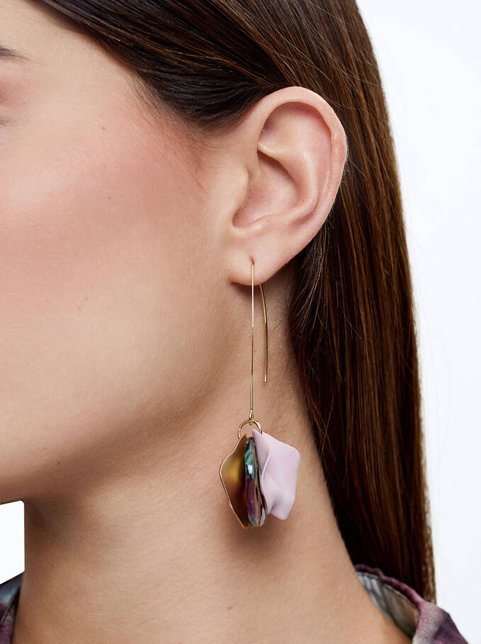 Earrings With Resin, Pink, hi-res